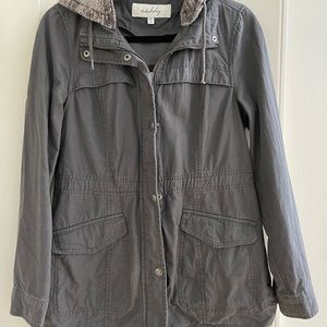 Sebby Utility Jacket Gray, Removable Hood, Size Medium